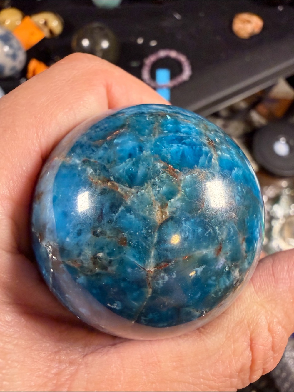 Polished Blue Apatite Decorative Sphere - Natural Blue Home Accent